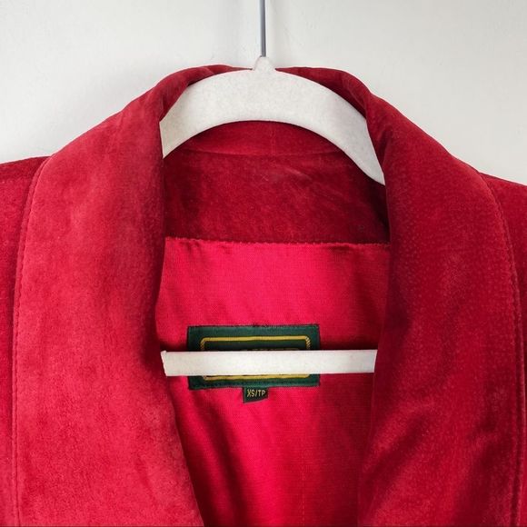 VINTAGE Danier Suede Red Full Length Long Trench Coat - Picture 9 of 16